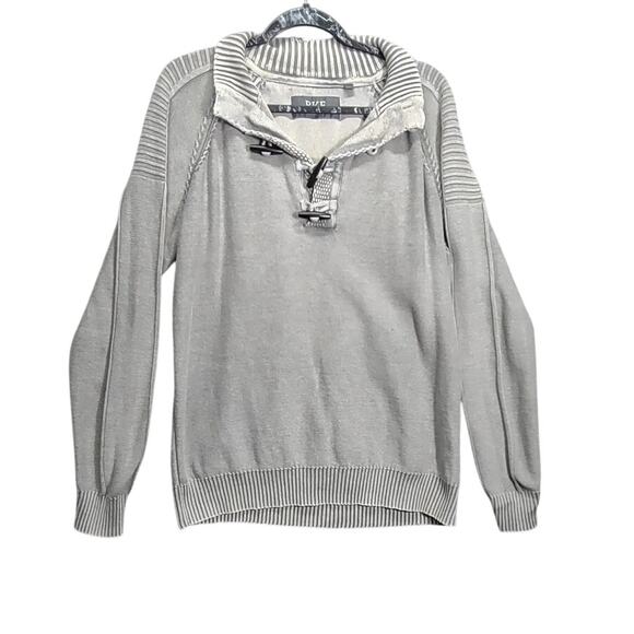 Buckle BKE Mens Grey Vintage Style Designer Sweater Claw Closure Pullover - Picture 1 of 8